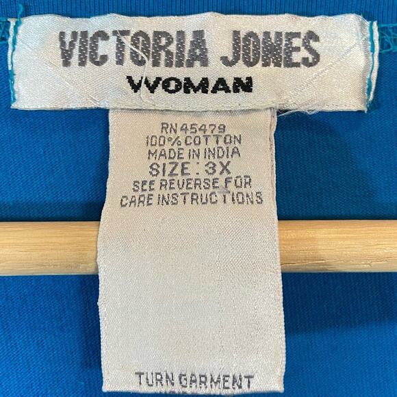 VICTORIA JONES T-SHIRT Women's Travel Post Cards Blue Sz 3X Eclectic Subliminal - Picture 8 of 10